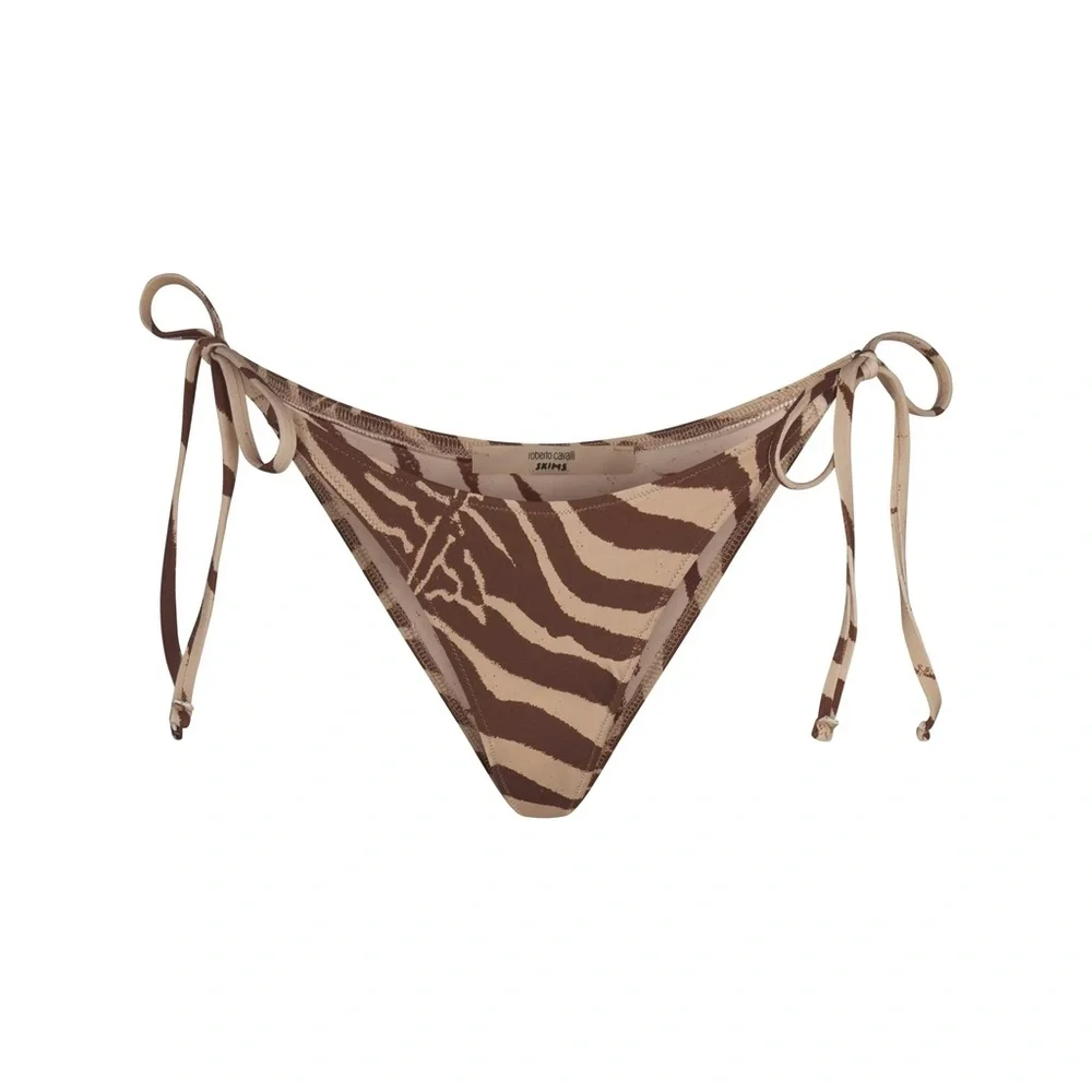 Skims X Roberto Cavalli Designer Collab Dipped Tie Bikini Bottoms Zebra NWT NWB